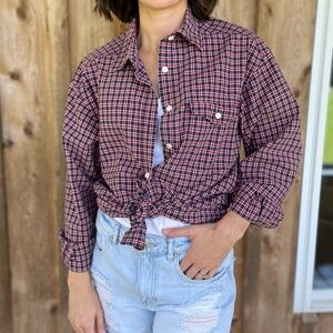 Eddie Bauer Plaid Button Up Shirt Size XS